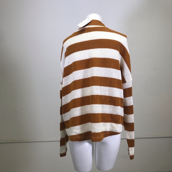 Socialite Striped Mock Neck Dolman Sleeve Sweater - Picture 4 of 7